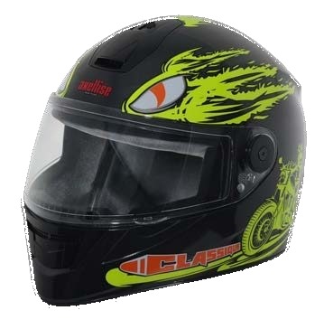 Axellise Storm Rider Neon Black helmet, front three-quarter view