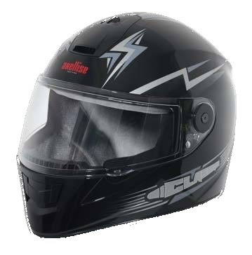 Axellise Thunderbolt Grey Black helmet, front three-quarter view