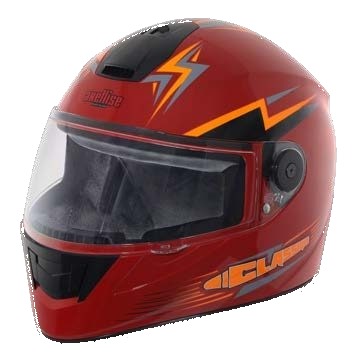 Axellise Thunderbolt Orange Red helmet, front three-quarter view