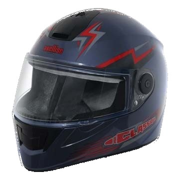 Axellise Thunderbolt Red Blue helmet, front three-quarter view