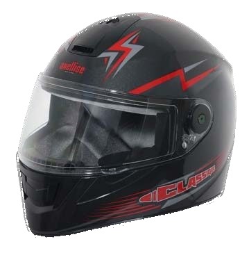 Axellise Thunderbolt Red Grey helmet, front three-quarter view